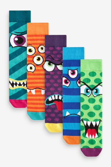 Pack de 5 pares de calcetines con divertidos dibujos de monstruos en colores vivos