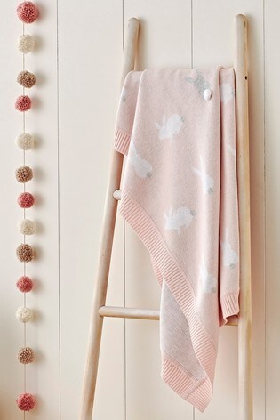 Pink The White Company Kids Pink Bunny Baby Blanket