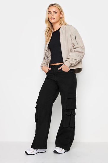 Petite black cargo trousers on sale
