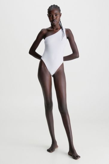 Buy Calvin Klein Core Archive One Shoulder One Piece White Swimsuit from Next Estonia