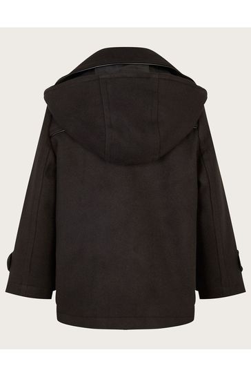 Black peacoat womens cheap with hood