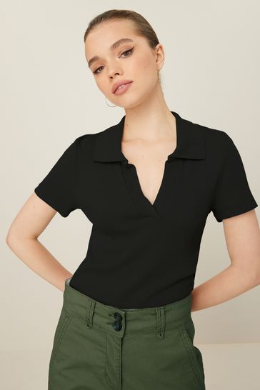 Buy Black Short Sleeve Polo Top from Next Germany