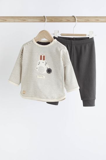 Monochrome Bunny Baby T-Shirt and Leggings 2 Piece Set (0mths-2yrs)