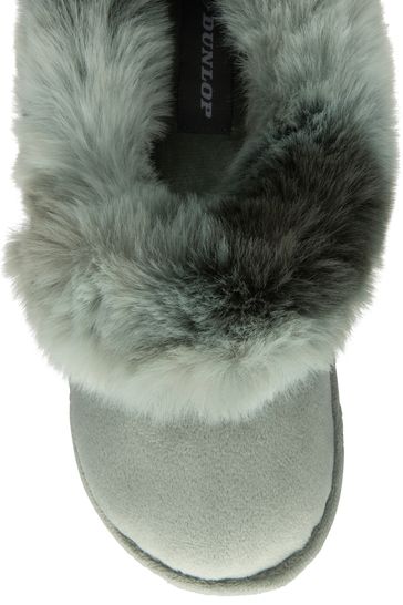 Buy Dunlop Grey Ladies Faux Fur Full Slippers from Next Canada