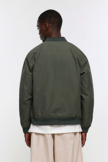 Buy River Island Green Cotton Bomber Jacket from Next Hungary
