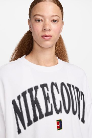 Buy Nike Oversized Court Heritage Varsity Over Crew Neck Graphic Tennis Sweatshirt from Next Turkey