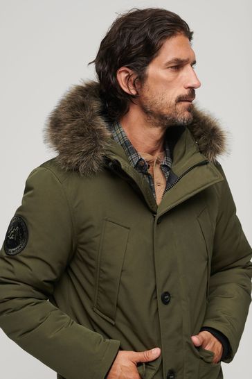 Superdry mens coat sales with fur hood