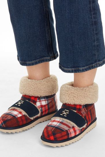 Red tartan clearance slippers