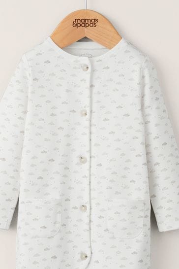 Mamas & Papas Cloud Print Button Down White All-In-One