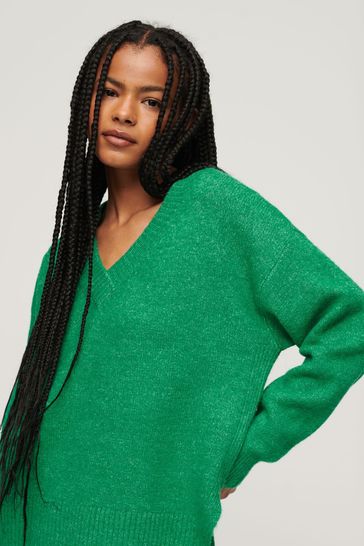 Buy Superdry Green Oversized V Neck Jumper from Next Bahrain