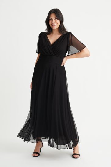 Scarlett & Jo Black Angel Sleeve Maxi Dress