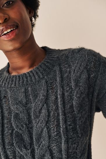 Grey cable sale knit sweater