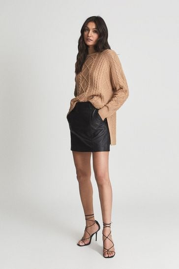 Reiss Eliza Leather Mini Skirt