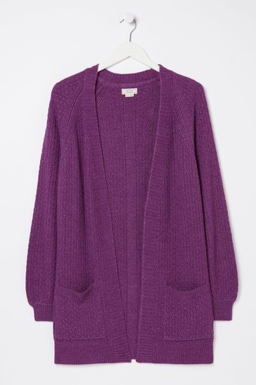 FatFace Purple Hannah Edge To Edge Cardigan