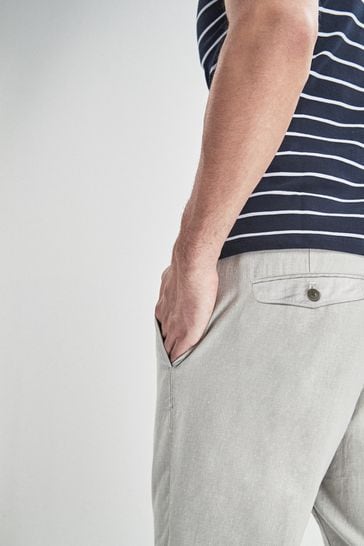 Buy Linen Blend Drawstring Trousers 