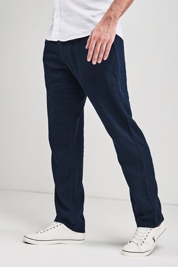 Mens navy linen trousers store