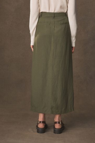 Buy Khaki Green Linen Blend Midi Column Skirt from Next Bahrain