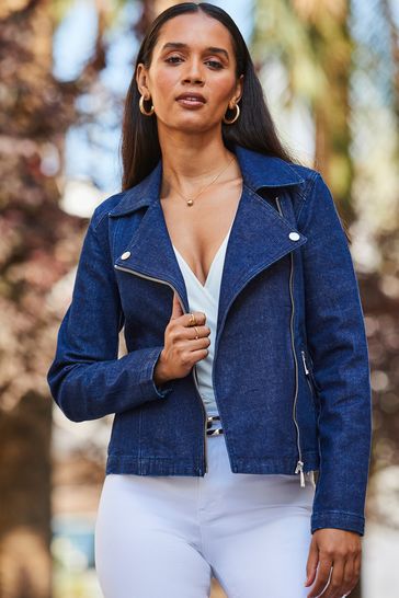 Buy Sosandar Blue Denim Biker Jacket from Next Ireland