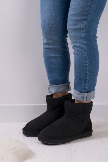 Just Sheepskin™ Black Ladies Mini Classic Boots