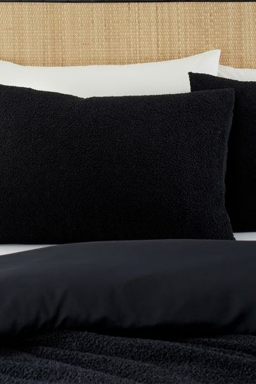 Catherine Lansfield Black Cosy Textured Soft and Warm Duvet Cover Set