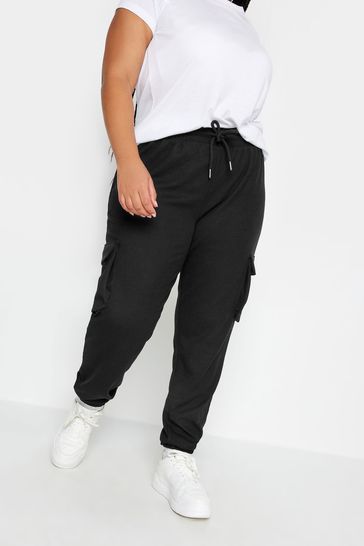Yours Curve Black Cargo Joggers