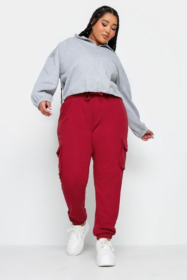 Yours Curve Light Red Cargo Joggers