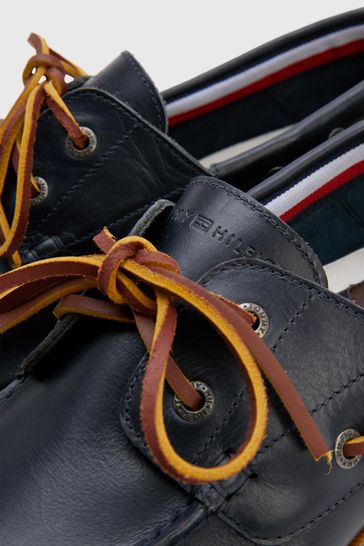 Ja nåde Konvertere Buy Tommy Hilfiger Blue Leather Boat Shoes from Next USA