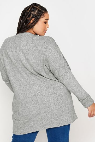 Yours Curve Grey Studded Batwing Jumper