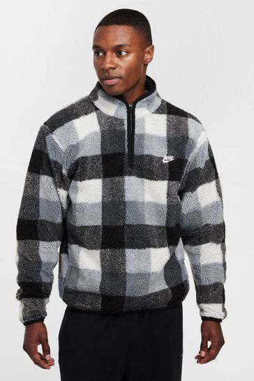 Buy Nike Black White Club Winterized Sherpa Quarter Zip Fleece Top from Next Poland