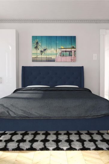 Buy Novogratz Blue Her Majesty Linen Bed from the Next UK online shop