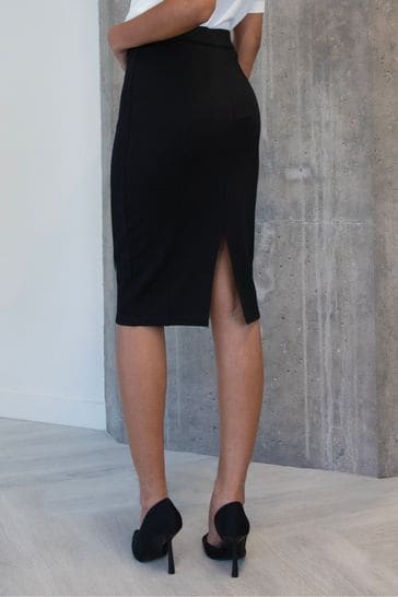 Buy Threadbare Black PU Panel Ponte Midi Skirt from Next Luxembourg