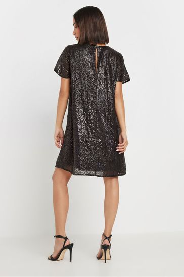 Buy PixieGirl Petite Black Sequin T Shirt Dress from Next Luxembourg