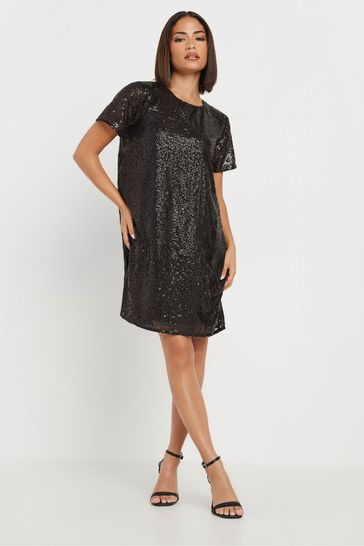 Black sequin t shirt dress clearance