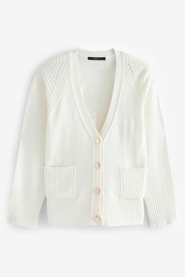 White and gold cardigan top