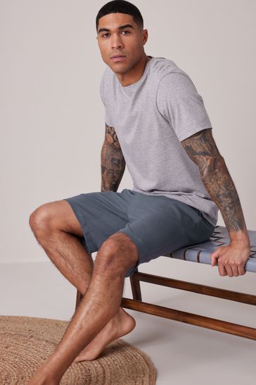 Buy Navy Blue Grey Texture 100 Cotton Lightweight Joggers Shorts 2 Pack from Next Netherlands