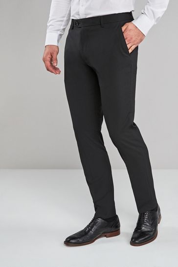 Buy Black Skinny Fit Stretch Smart Trousers from Next Oman