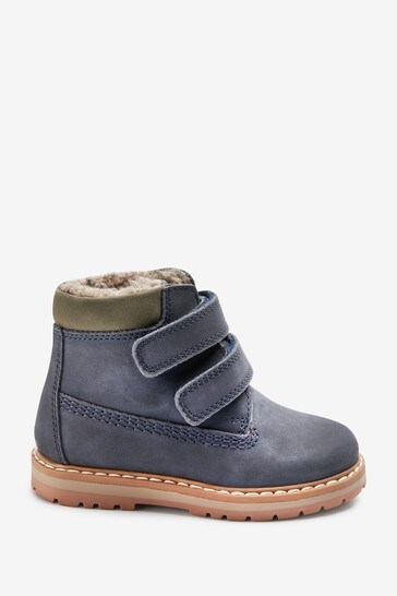 Navy Blue Standard Fit (F) Warm Lined Touch Fastening Work Boots