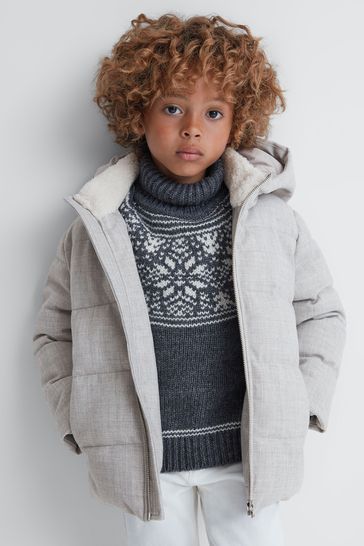 Buy Reiss Soft Grey Disere Junior Water Repellent Quilted Hooded