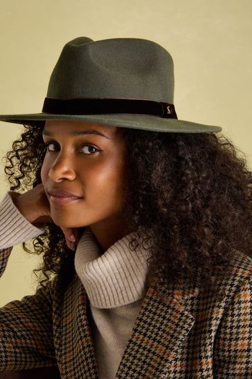 Buy Joules Maude Khaki Green Wool Fedora Hat from Next Romania