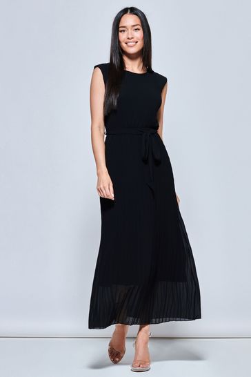 Black pleated maxi outlet dress