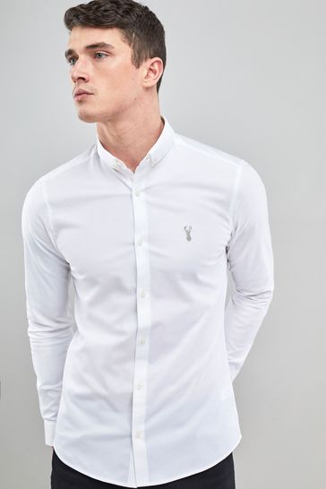 特価 Sleeve Long Skinny White Buy Stretch Next from Shirt Oxford WorkUtility&SafetyClothing