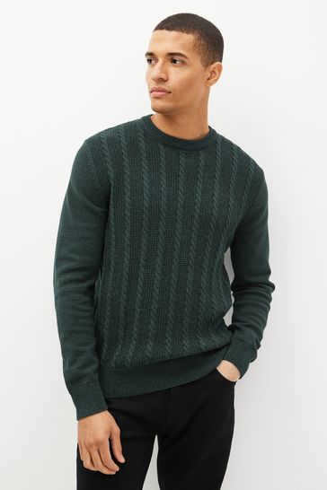 Cable crew neck jumper top