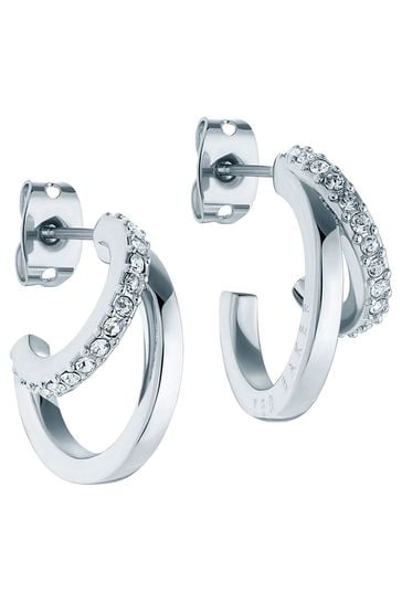Ted Baker HELIAS: Silver Tone Crystal Multi Hoop Earrings For Women