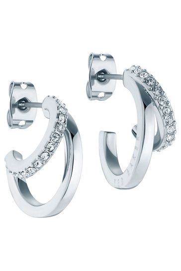 Ted Baker Silver Tone HELIAS: Crystal Multi Hoop Earrings