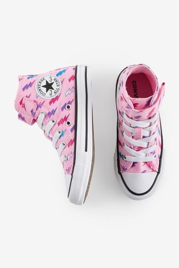 Converse Pink Junior Chuck Taylor Lightening Bolt 1V Trainers