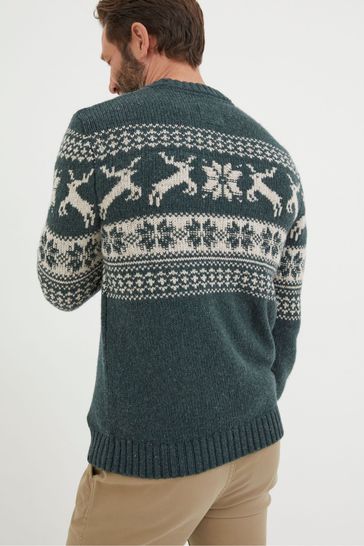 Buy FatFace Green Mens Family Christmas Jumper from Next Netherlands