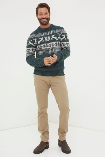 Buy FatFace Green Mens Family Christmas Jumper from Next Netherlands