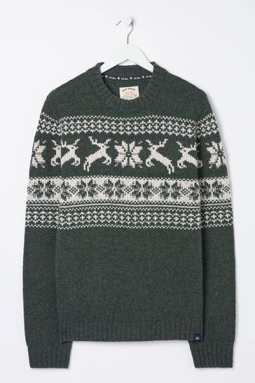 Buy FatFace Green Mens Family Christmas Jumper from Next Netherlands