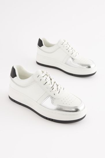 Buy White Black Forever Comfort Chunky Lace Up Trainers from Next Kuwait