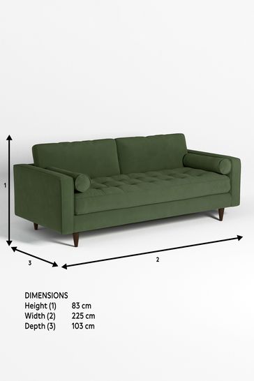 Olive green sale 3 seater sofa